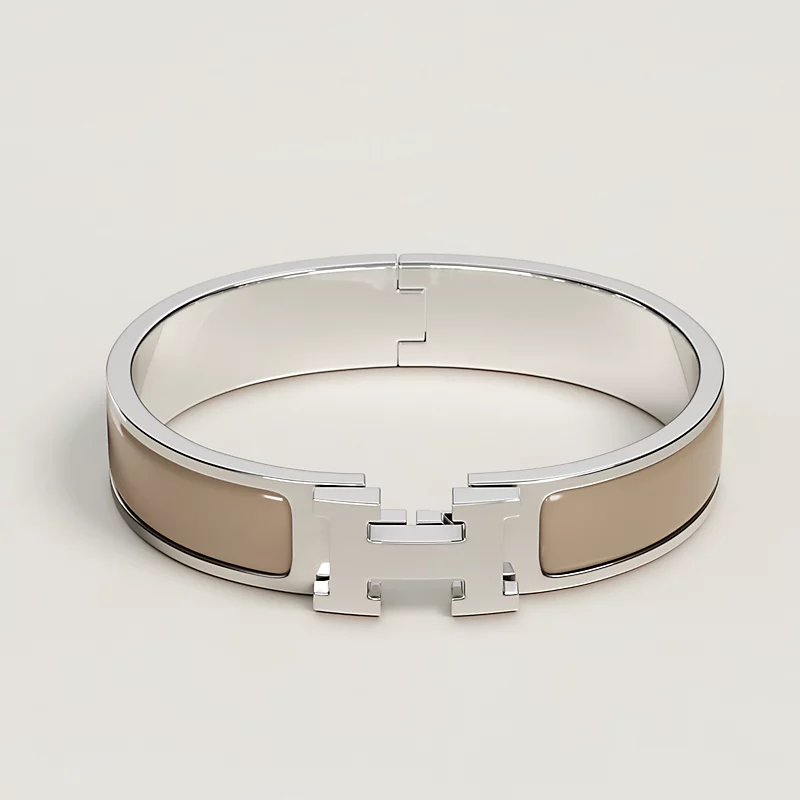 BRACELET CLIC H MARRON GLACE ARGENTE