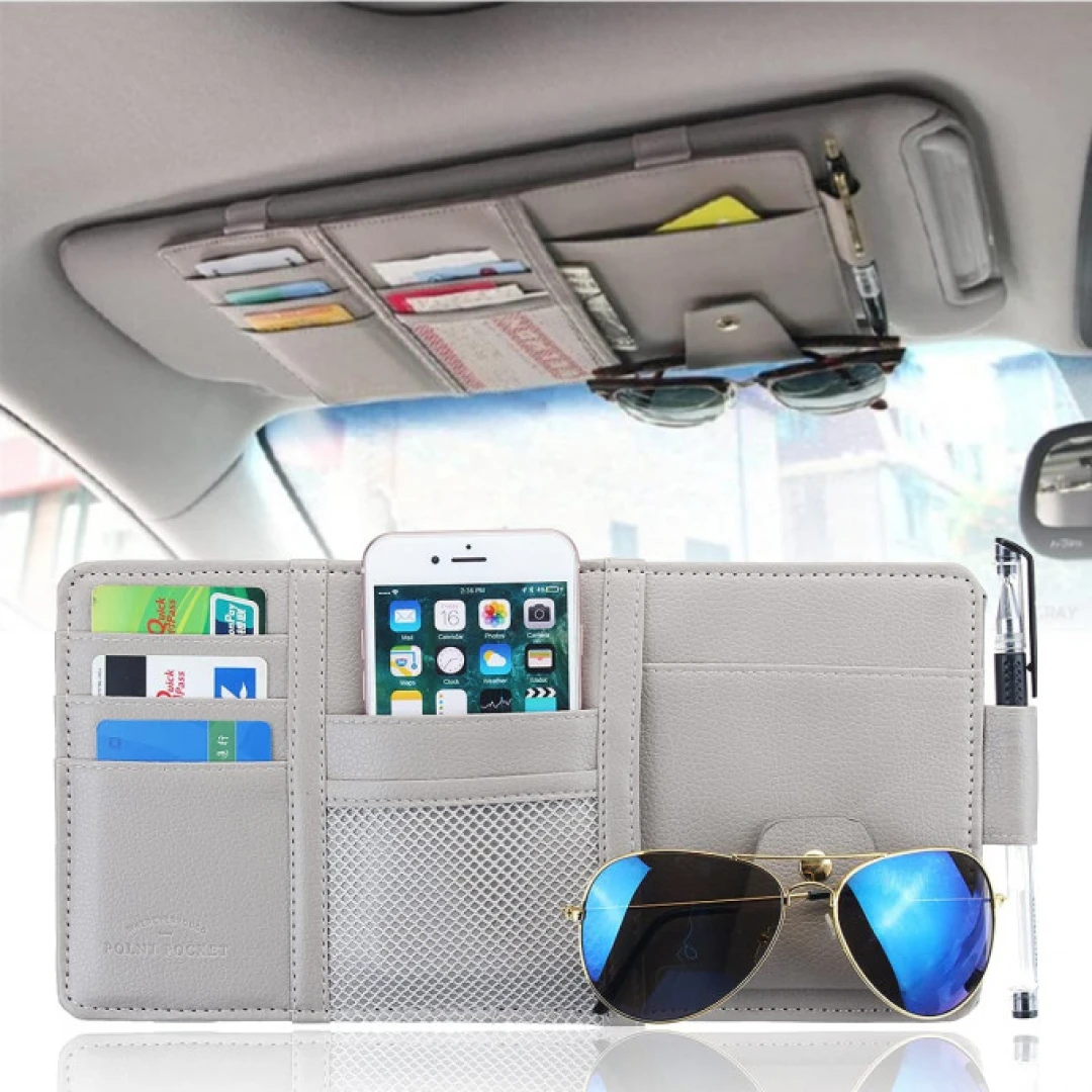 Multifunctional Car Storage Pouch Car Sun Visor Organizer | منظم متعدد الوظائف على حاجب الشمس للسيارة