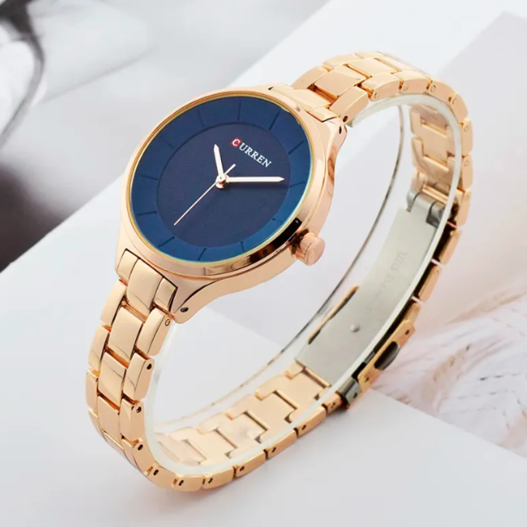 ساعة كورين الفاخرة للنساء باللون الذهبي الوردي CURREN Luxury Rose Gold Women&#039;s Watch