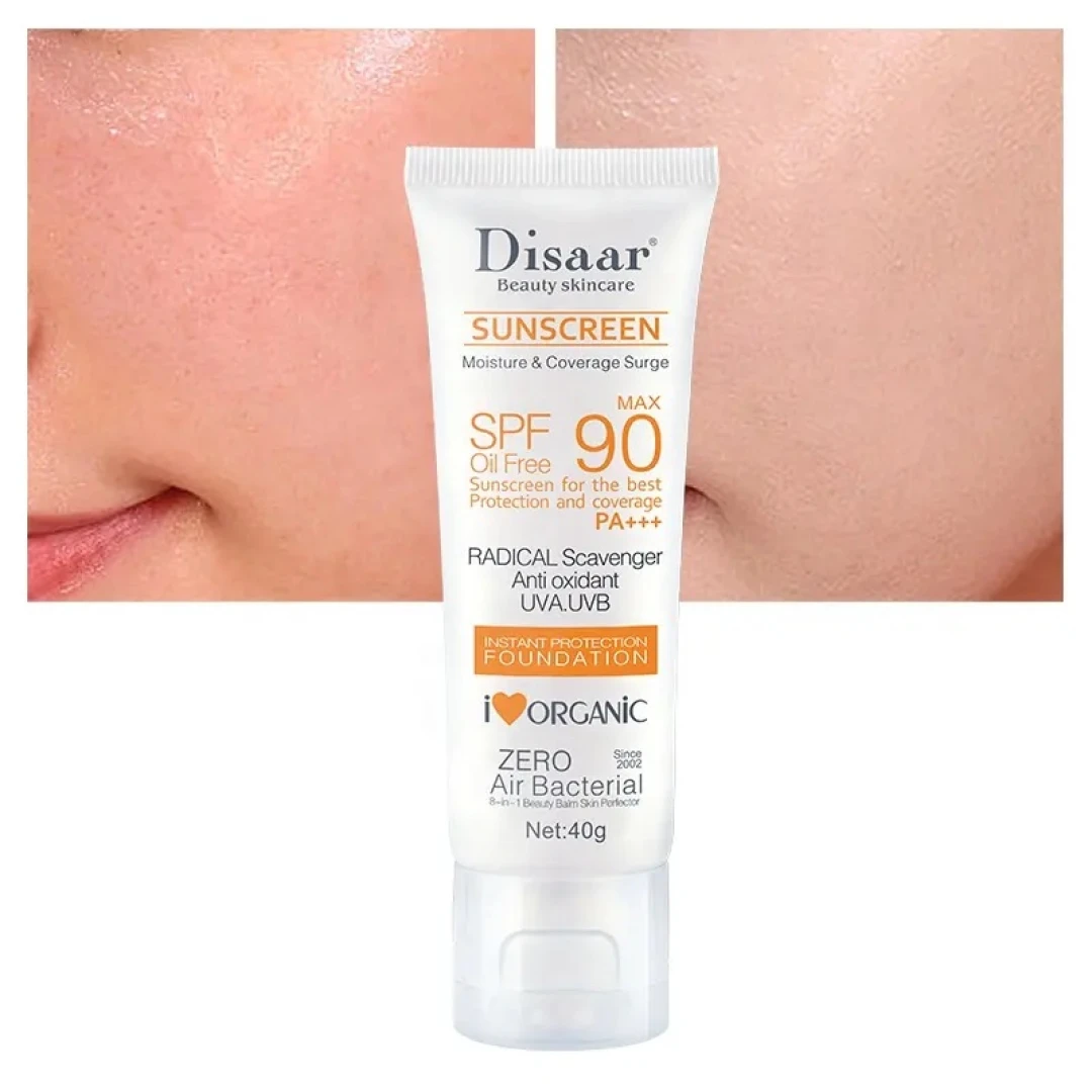 Disaar SPF 90 Sunblock: Whitening Organic Face Cream with Moisturizing Sunscreen كريم التبييض العضوي للوجه مع واقي شمسي مرطب