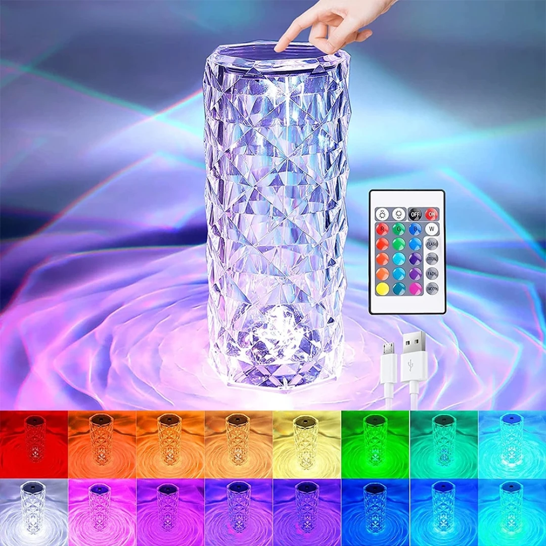 Rose Diamond Table Lamp | مصباح الطاولة الكرستالي