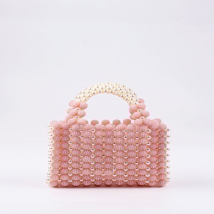 Custom Summer Handmade Beaded Bags 2025 Light Pearl Straw Bag Chain Shoulder Lady Design Pearl  Purse for Women Evening Clutch