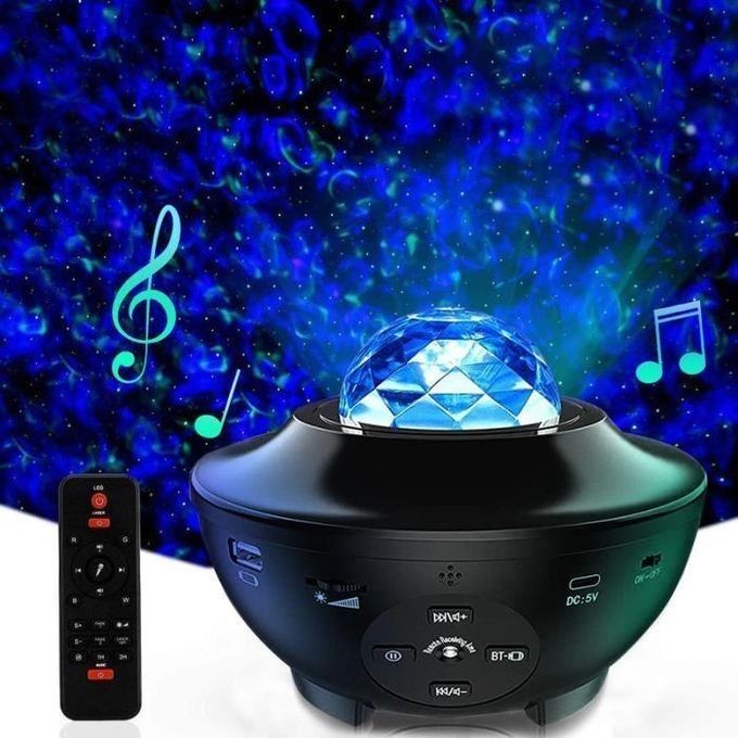 جهاز عرض الموسيقى مع ضوء النجوم الليلي | Music Starry Light Projector with Remote & Bluetooth