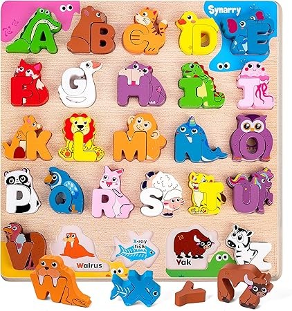 Puzzle alphabet en bois SYNARRY, 52 pièces