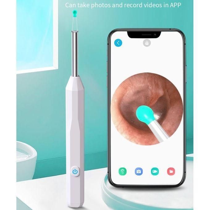 منظف الأذن الذكي المتصل بكاميرا عالية الدقة وواي فاي – تنظيف دقيق وآمن باللون الأبيض