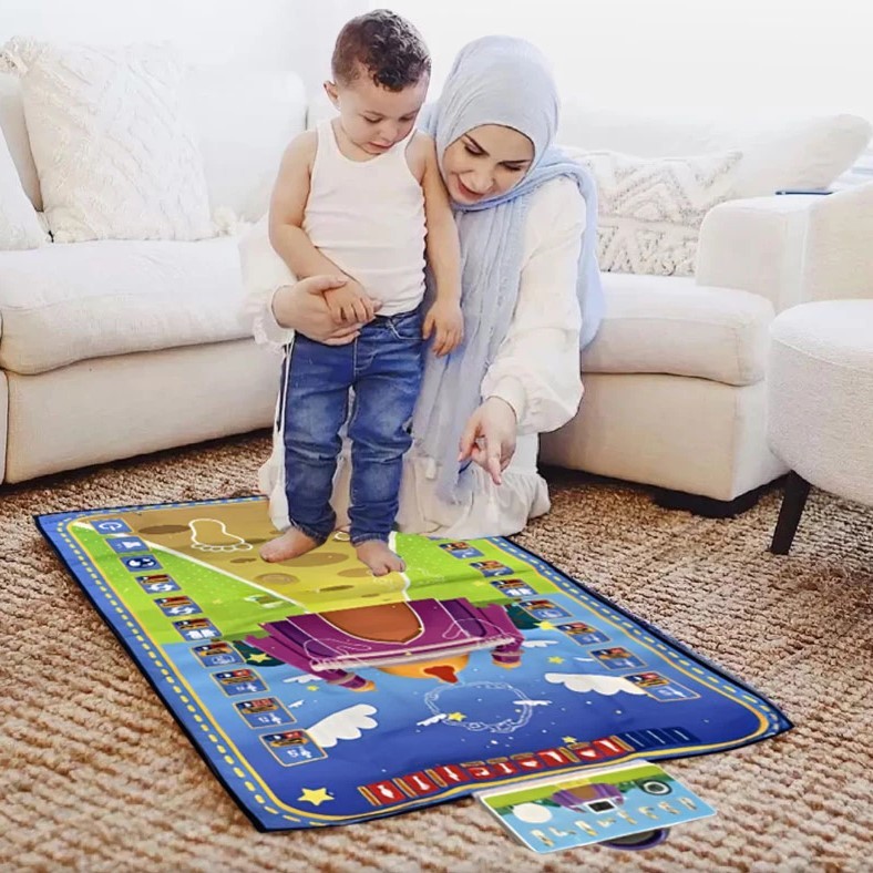 سجادة صلاتي (الأصلية) – النسخة المتطورة – سجادة  لتعلّم الصلاة والسور والوضوء والأدعية بسهولة ووضوح