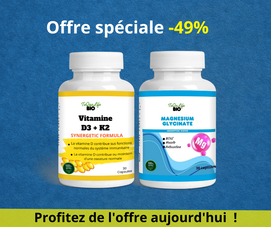 Pack TaQaLife BIO  Magnesium Glycinate  + Vitamine D3 + K2