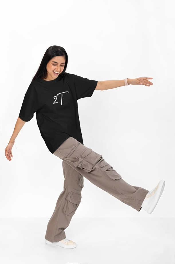 t-shirt over size black (2T)M