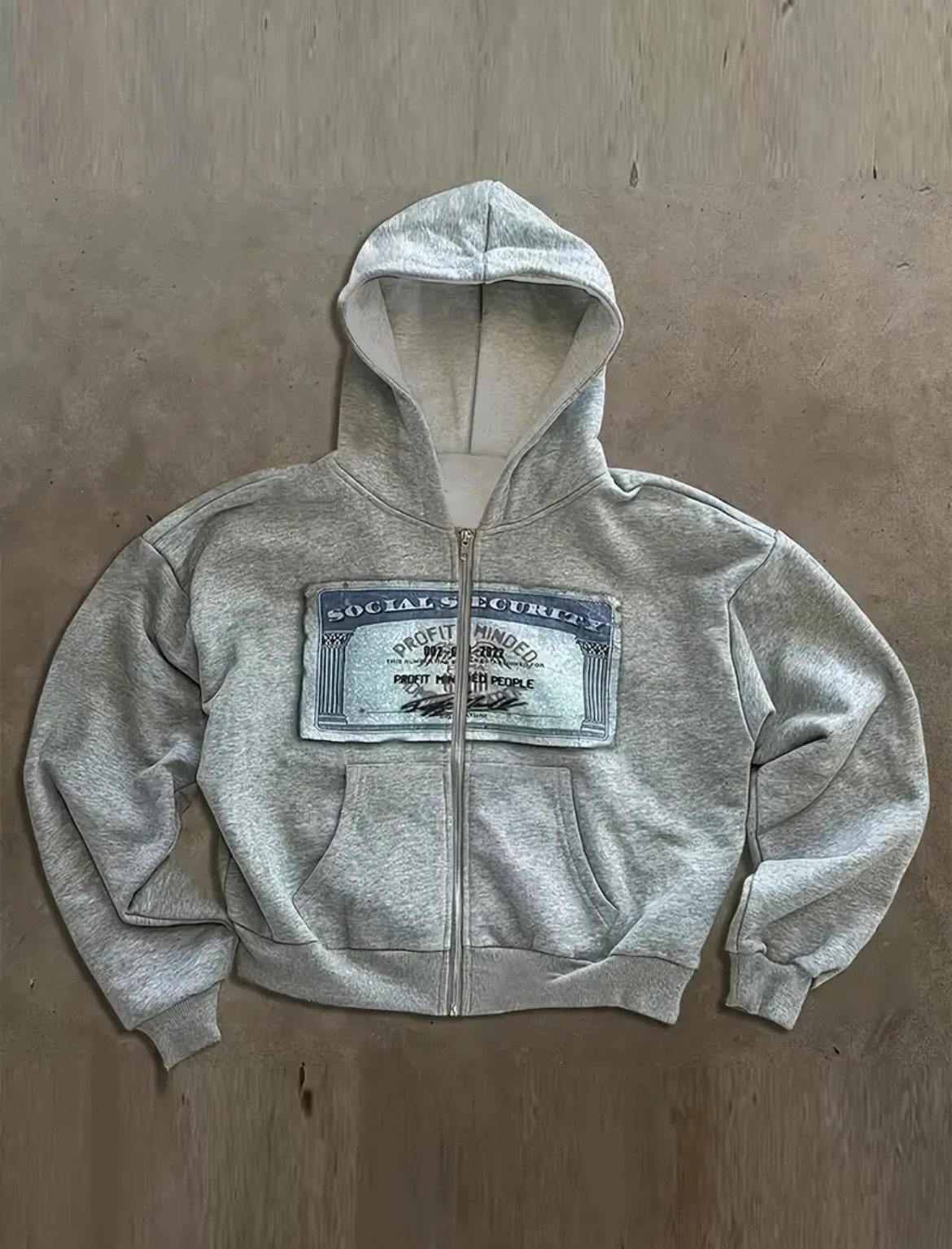 Unisex Grey Zip-Up Hoodie – PM Back Print (XL)