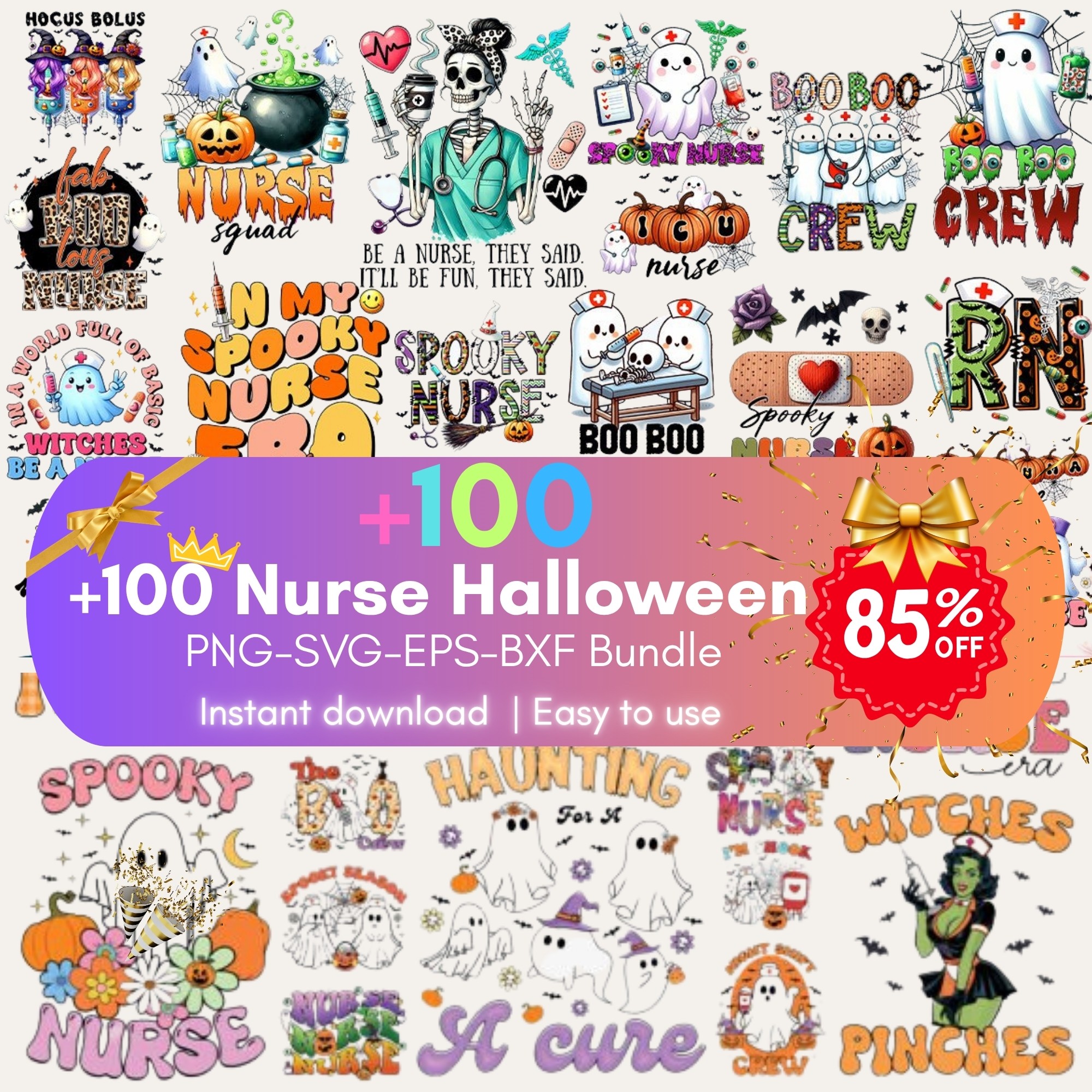 Halloween Nurse Png Bundle, Spooky Graphics, Nurse Cliparts, Nurse Shirt, Halloween Vibes, Pumpkin Season, Halloween Sublimation